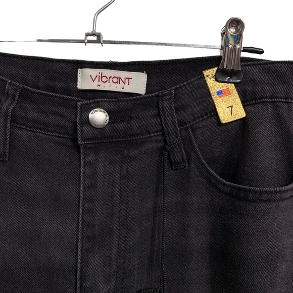 VIBRANT M.I.U BLACK HIGH WAIST WIDE LEG DENIM JEANS BLACK HIGH RISE DENIM JEANS - Picture 7 of 12